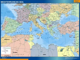 mapa pizarra mar mediterraneo