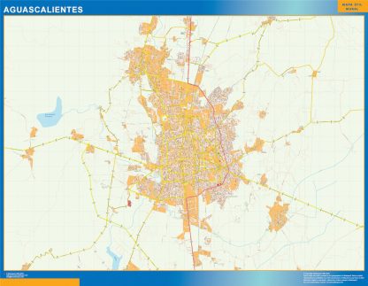 Aguascalientes Mapa Imantado Enmarcado