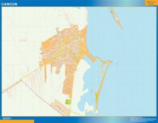 Cancun Mapa Imantado Enmarcado