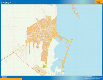 Cancun Mapa Imantado Enmarcado