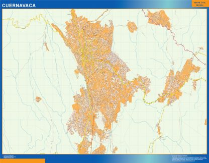 Cuernavaca Mapa Imantado Enmarcado