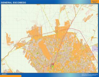 General Escobedo Mapa Imantado Enmarcado