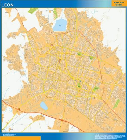 Leon Centro Mapa Imantado Enmarcado