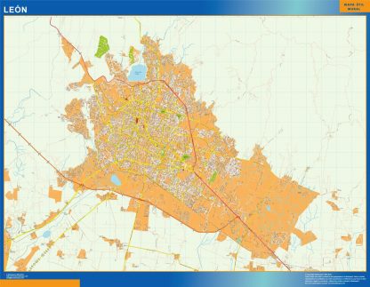 Leon Mapa Imantado Enmarcado