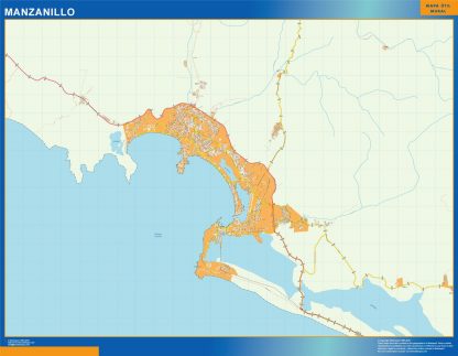 Manzanillo Mapa Imantado Enmarcado