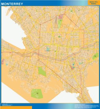 Monterrey Centro Mapa Imantado Enmarcado