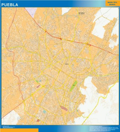 Puebla Centro Mapa Imantado Enmarcado