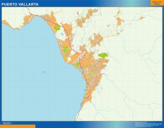 Puerto Vallarta Mapa Imantado Enmarcado