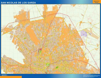 San Nicolas De Los Garza Mapa Imantado Enmarcado