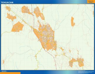 Tehuacan Mapa Imantado Enmarcado